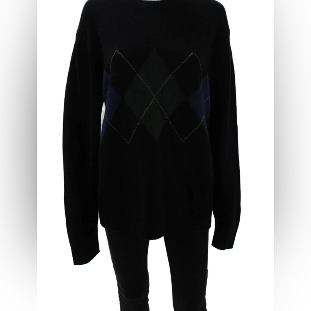 Uniqlo Black Argyle 100% Lambswool Women's Sweater